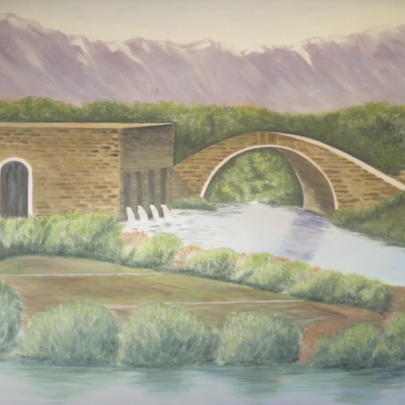 Mural of the Old Bridge over the Orontes River near Homs, Syria